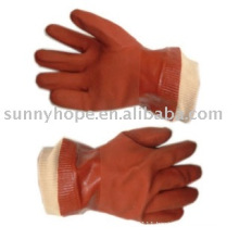 pvc dipped glove with sandy finish for chemical fields workers